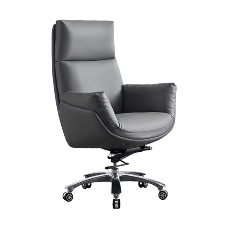 Contemporary Office Chair Wheels Leather High Back Executive Chair