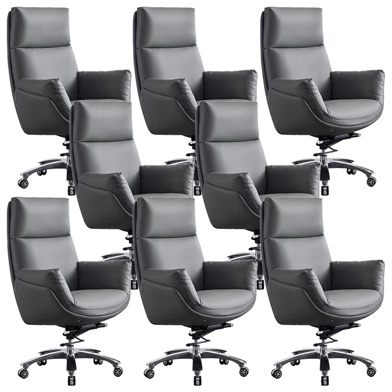 Contemporary Office Chair Wheels Leather High Back Executive Chair