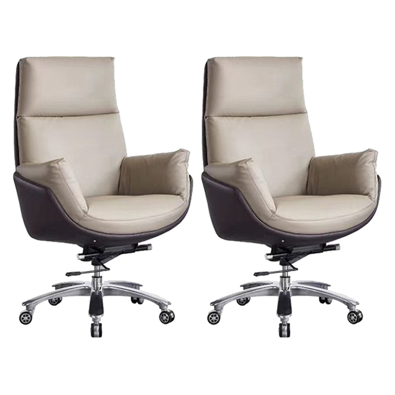 Contemporary Office Chair Wheels Leather High Back Executive Chair