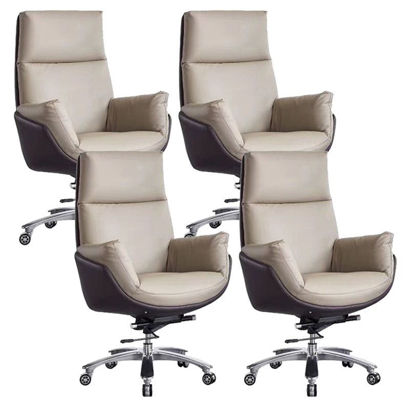 Contemporary Office Chair Wheels Leather High Back Executive Chair