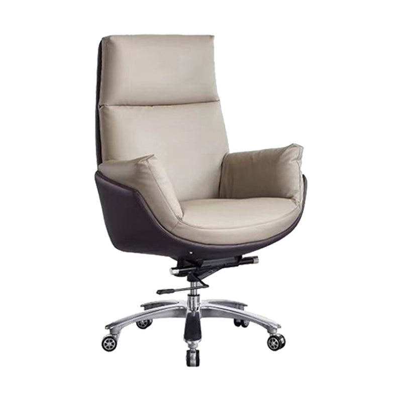 Contemporary Office Chair Wheels Leather High Back Executive Chair