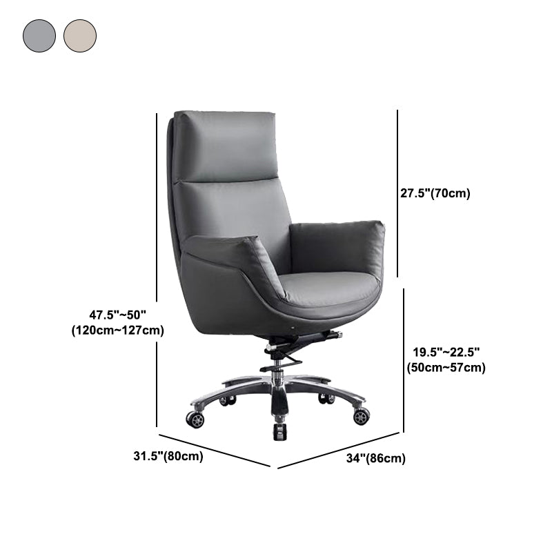 Contemporary Office Chair Wheels Leather High Back Executive Chair