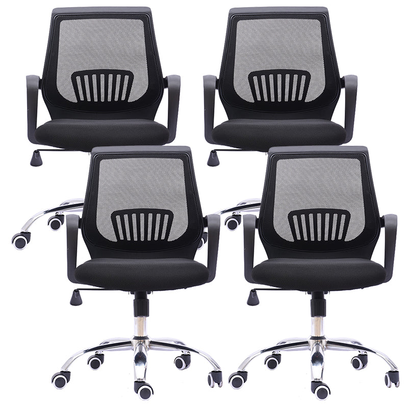 Contemporary Microfiber Adjustable Ergonomic Chair Mid-Back Conference Arm Chair