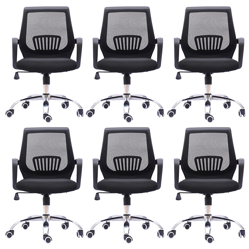 Contemporary Microfiber Adjustable Ergonomic Chair Mid-Back Conference Arm Chair