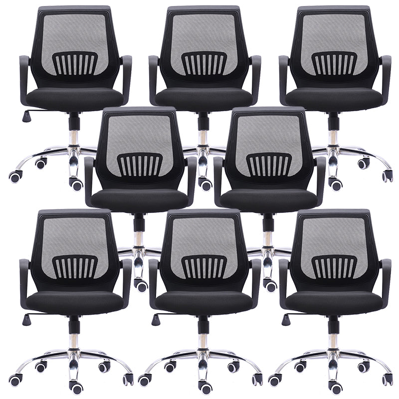 Contemporary Microfiber Adjustable Ergonomic Chair Mid-Back Conference Arm Chair