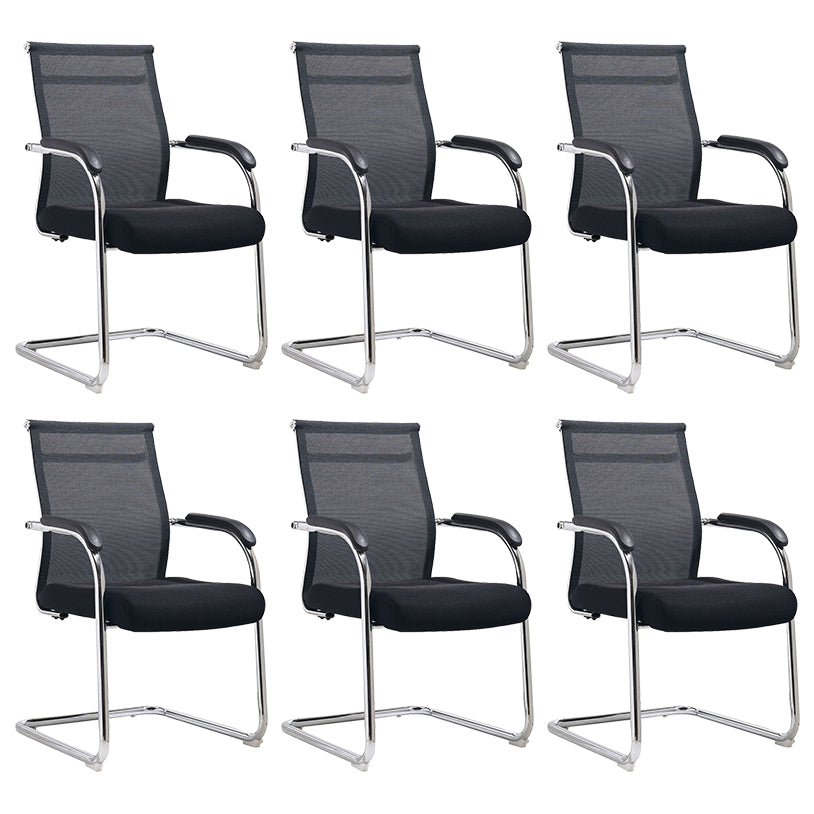 20" Wide Contemporary Desk Chair Black Fixed Arms Mid Back Office Chair