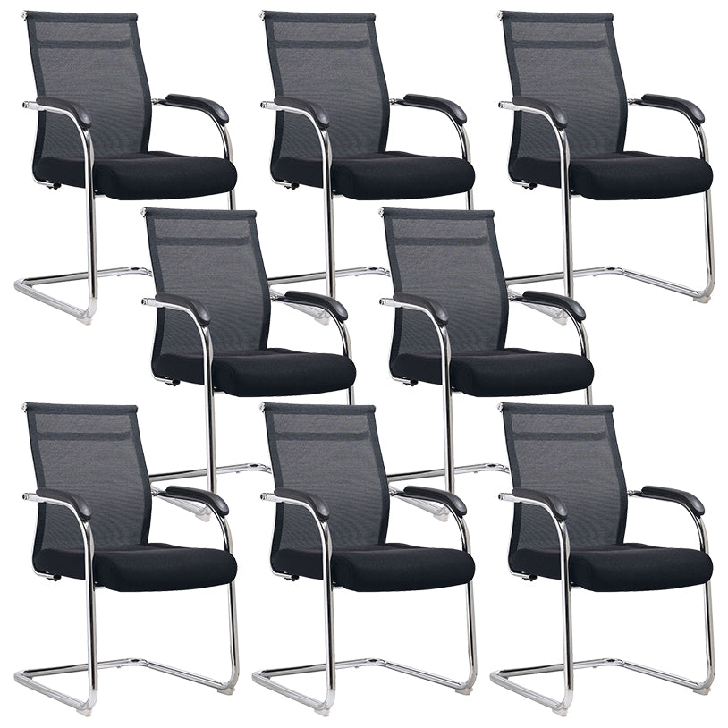 20" Wide Contemporary Desk Chair Black Fixed Arms Mid Back Office Chair