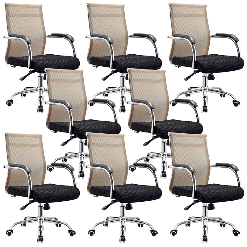 20" Wide Contemporary Desk Chair Black Fixed Arms Mid Back Office Chair