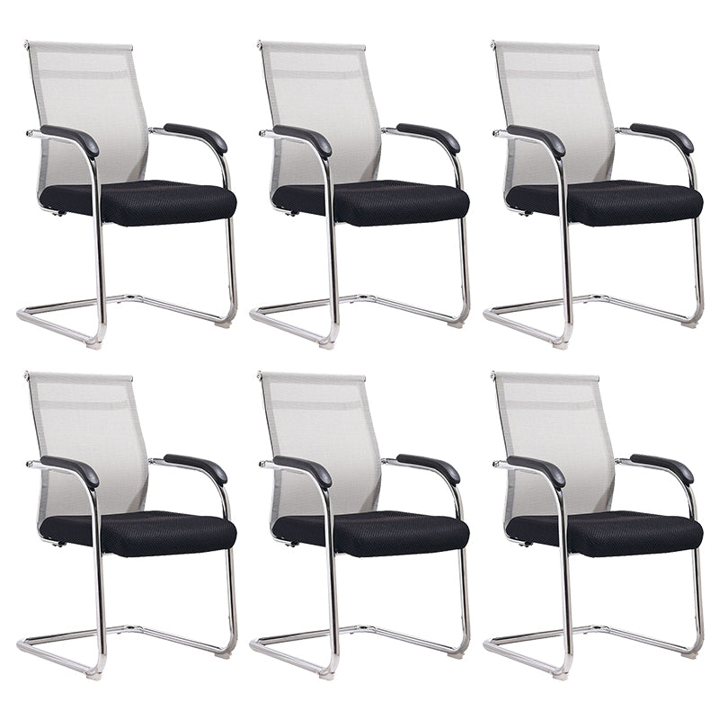 20" Wide Contemporary Desk Chair Black Fixed Arms Mid Back Office Chair