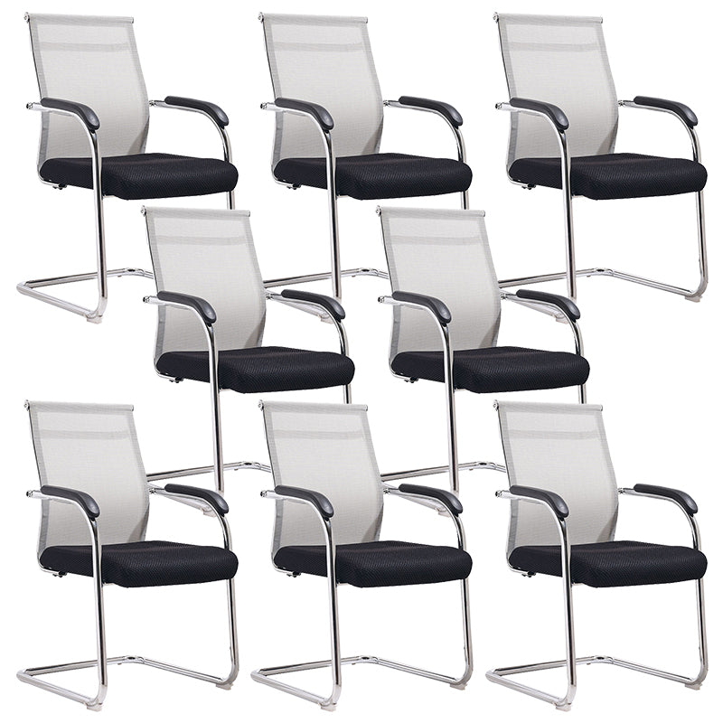 20" Wide Contemporary Desk Chair Black Fixed Arms Mid Back Office Chair