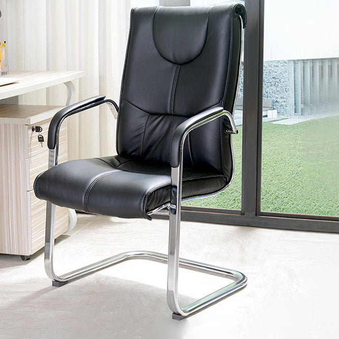 Modern Arms Included Chair High-Back Leather Desk Chair in Black/Brown