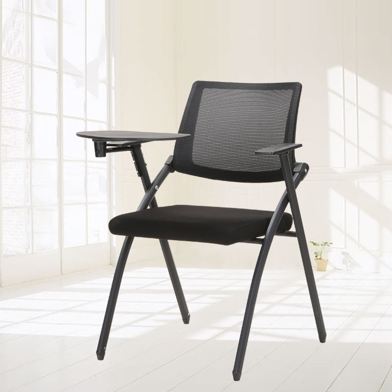 Contemporary Desk Chair Black Fixed Arms Low Back Office Chair