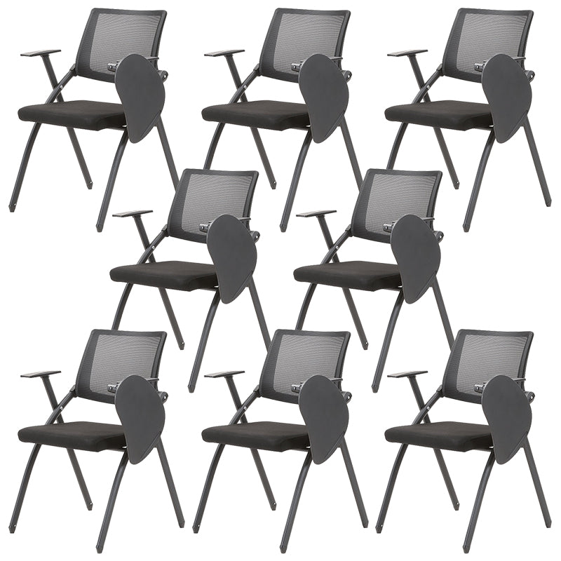 Contemporary Desk Chair Black Fixed Arms Low Back Office Chair