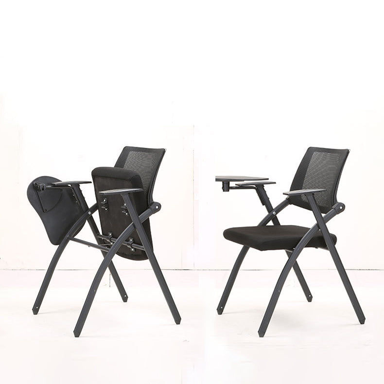 Contemporary Desk Chair Black Fixed Arms Low Back Office Chair