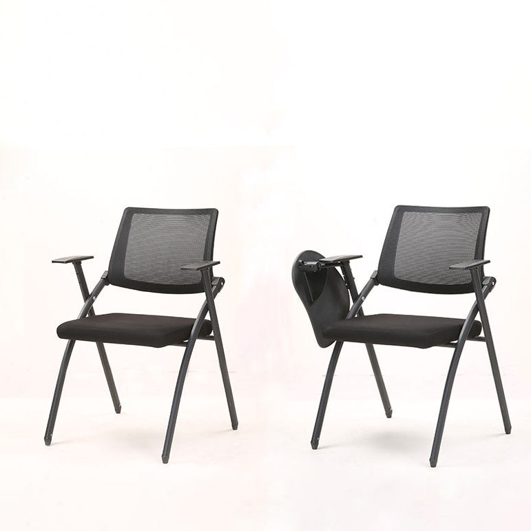 Contemporary Desk Chair Black Fixed Arms Low Back Office Chair