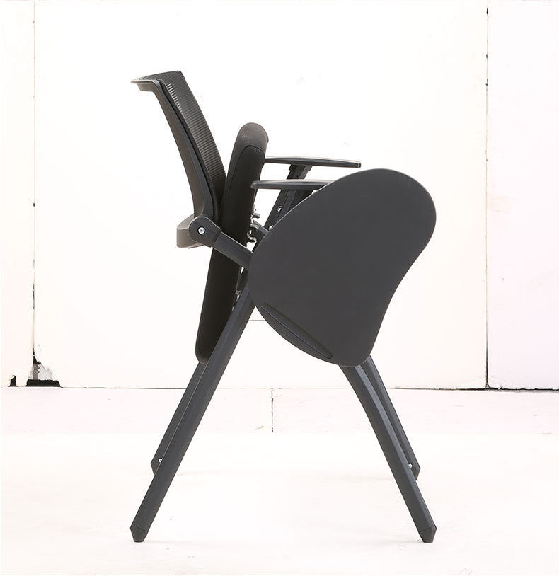 Contemporary Desk Chair Black Fixed Arms Low Back Office Chair