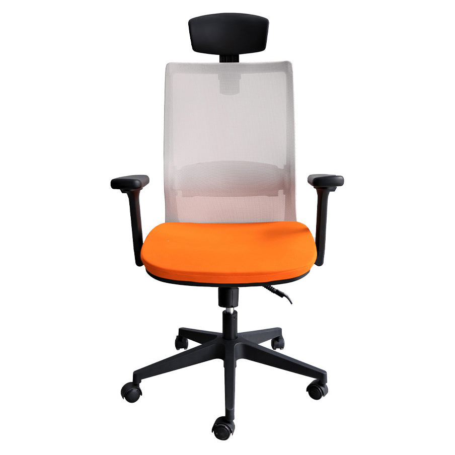 Modern Arms Included Chair with Wheels Mid-Back Mesh Desk Chair in Orange