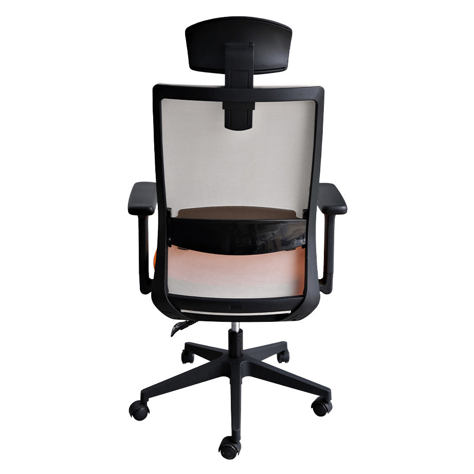 Modern Arms Included Chair with Wheels Mid-Back Mesh Desk Chair in Orange