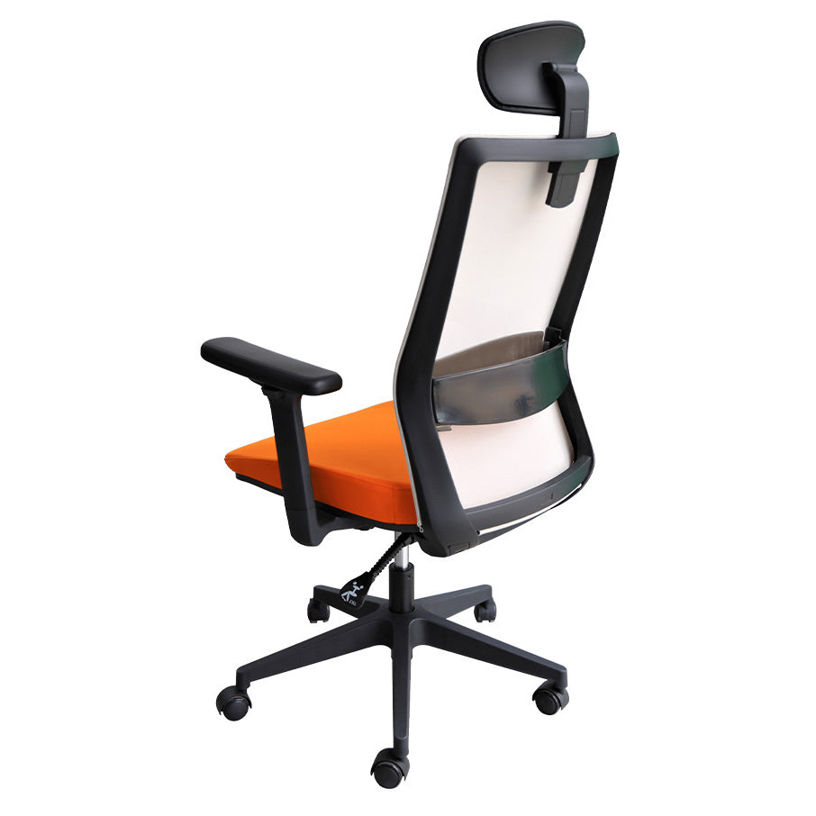 Modern Arms Included Chair with Wheels Mid-Back Mesh Desk Chair in Orange