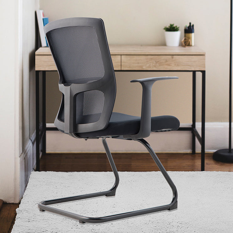 Modern Arms Included Chair Mid-Back Mesh Desk Chair in Black