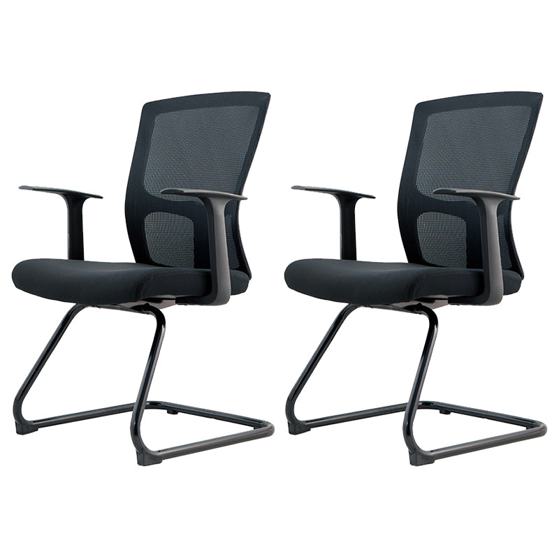 Modern Arms Included Chair Mid-Back Mesh Desk Chair in Black