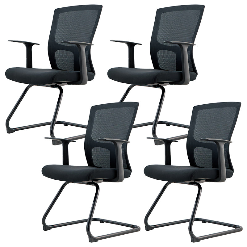 Modern Arms Included Chair Mid-Back Mesh Desk Chair in Black