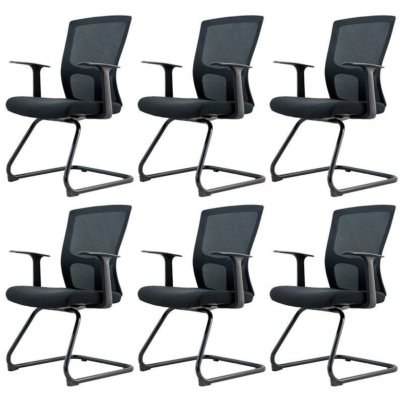 Modern Arms Included Chair Mid-Back Mesh Desk Chair in Black