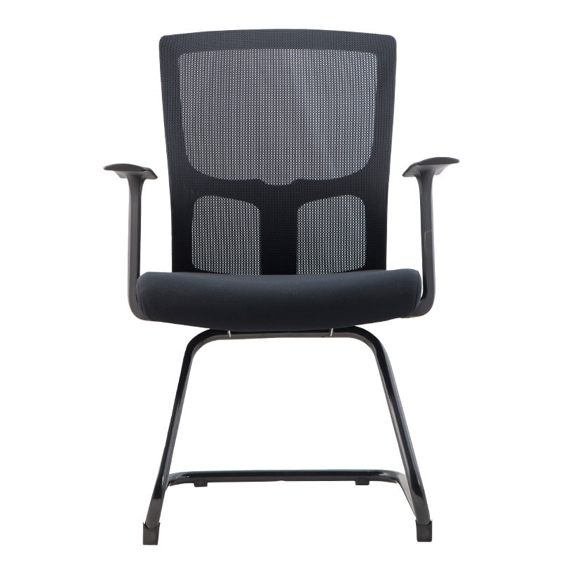 Modern Arms Included Chair Mid-Back Mesh Desk Chair in Black