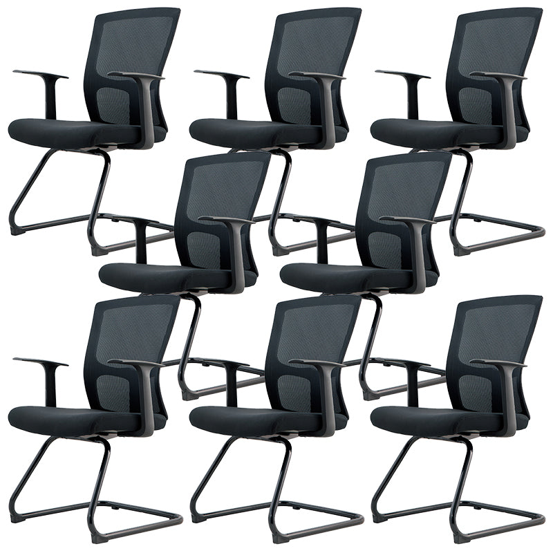 Modern Arms Included Chair Mid-Back Mesh Desk Chair in Black