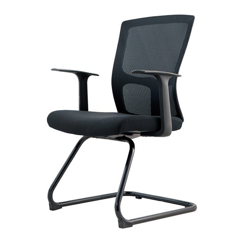 Modern Arms Included Chair Mid-Back Mesh Desk Chair in Black