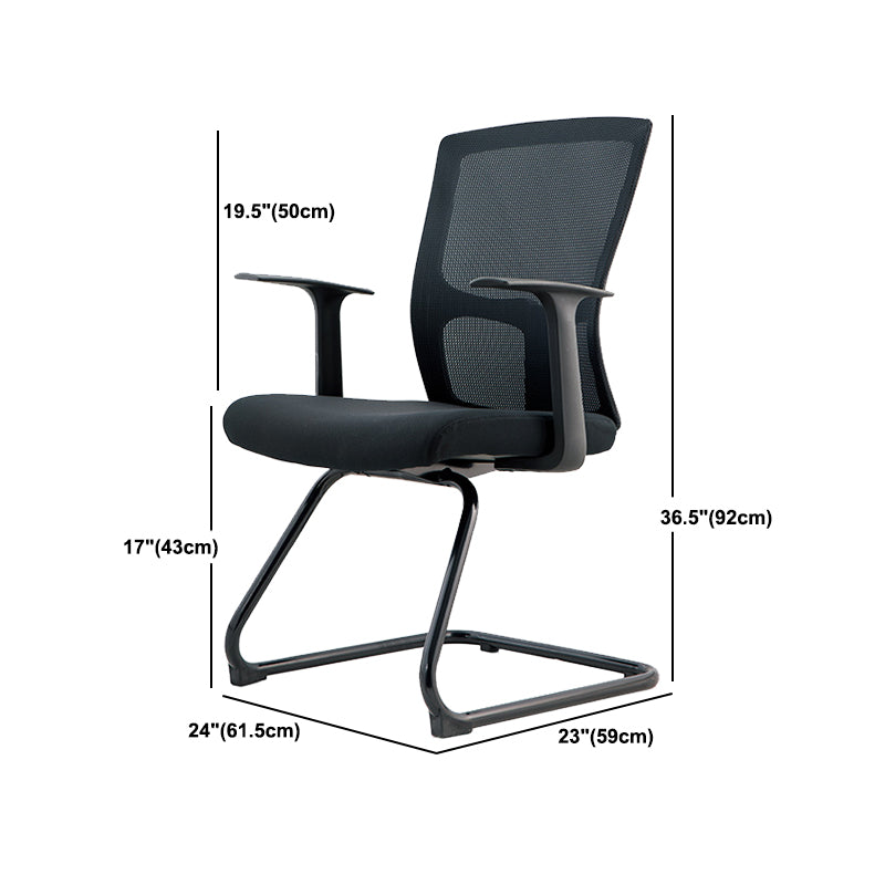 Modern Arms Included Chair Mid-Back Mesh Desk Chair in Black