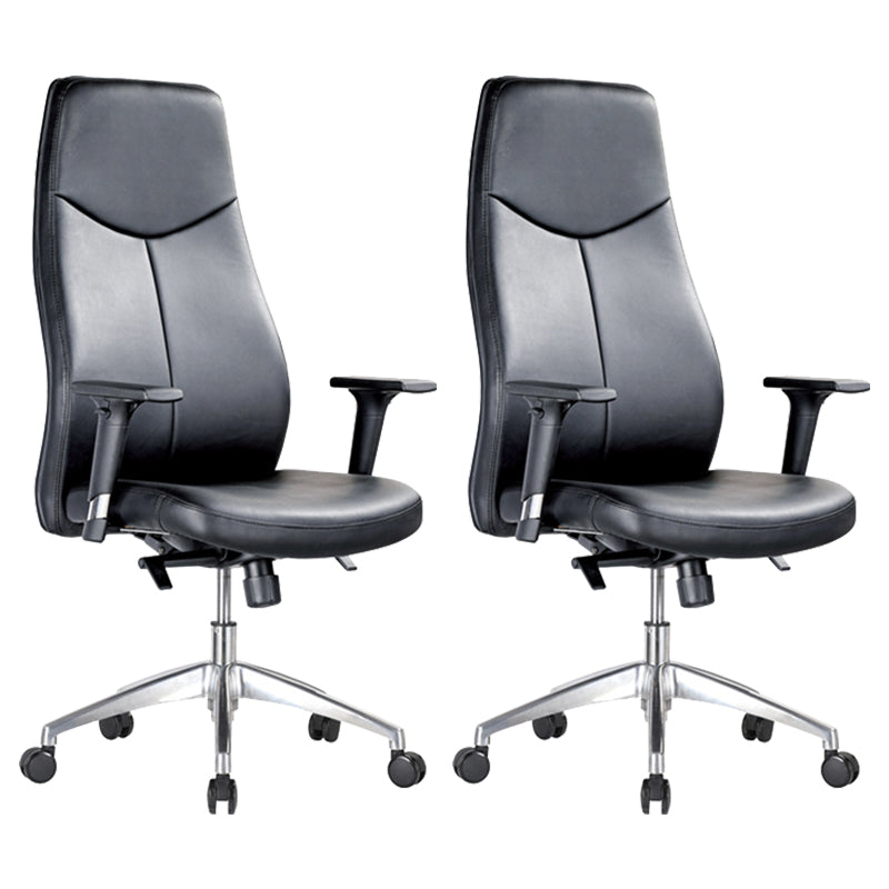 Contemporary Office Chair Wheels Leather High Back Black Executive Chair