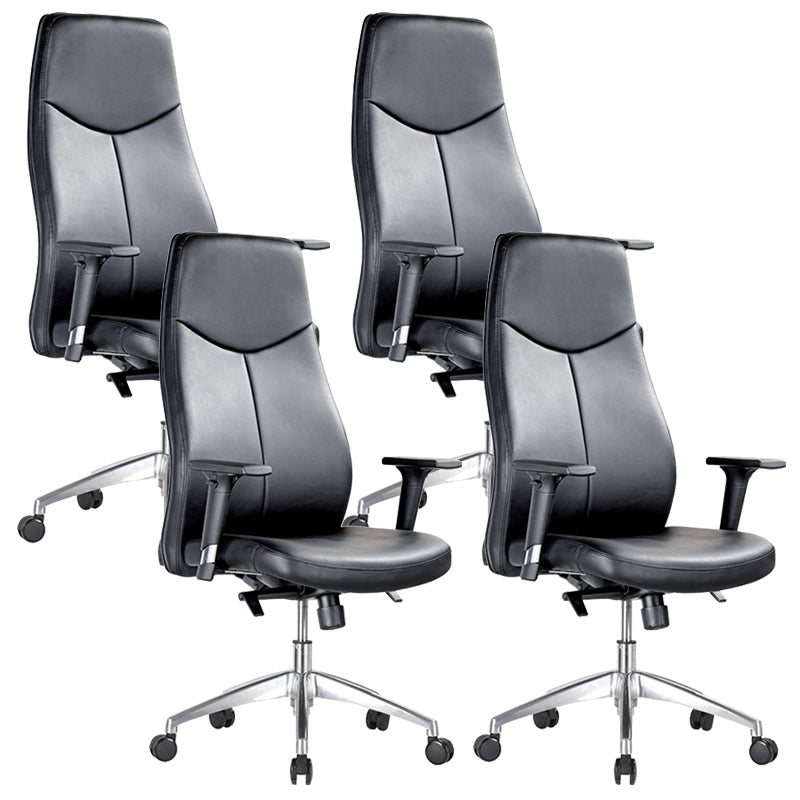 Contemporary Office Chair Wheels Leather High Back Black Executive Chair