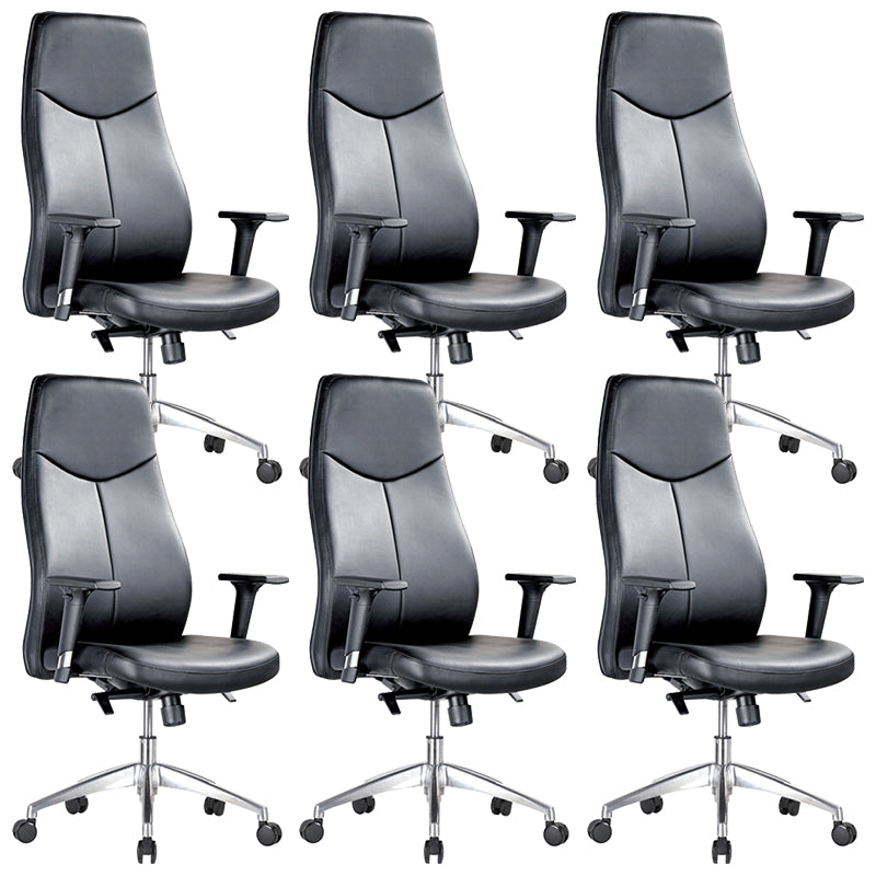 Contemporary Office Chair Wheels Leather High Back Black Executive Chair