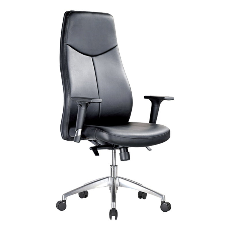 Contemporary Office Chair Wheels Leather High Back Black Executive Chair