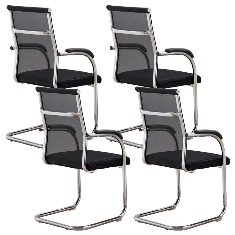 Contemporary Arm Chair Fixed Arms No Wheels Conference Chair