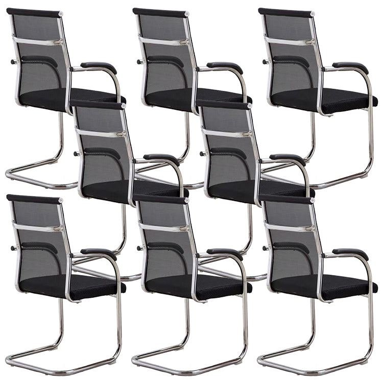 Contemporary Arm Chair Fixed Arms No Wheels Conference Chair