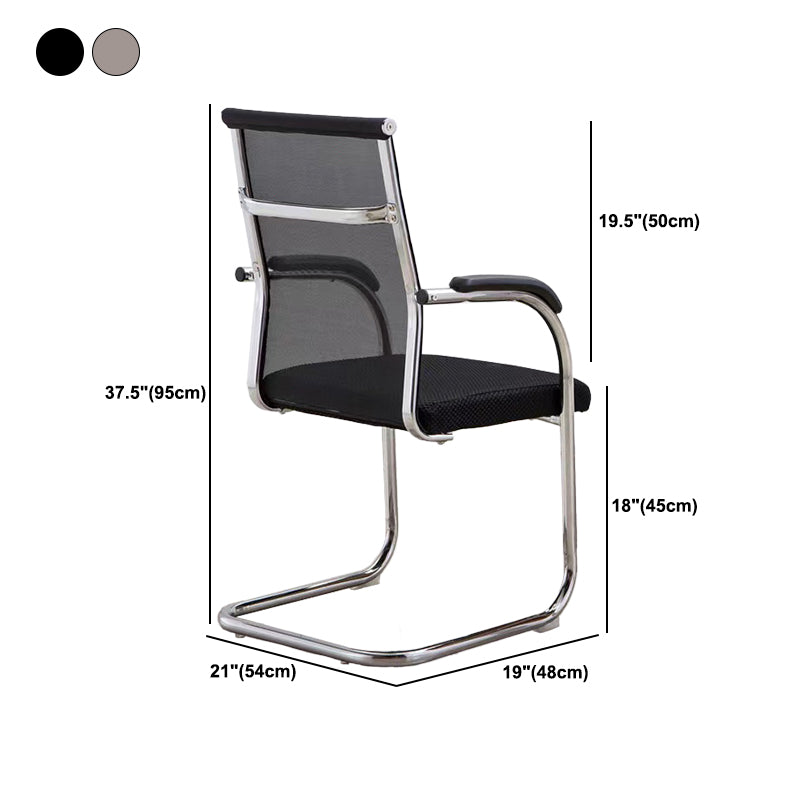 Contemporary Arm Chair Fixed Arms No Wheels Conference Chair