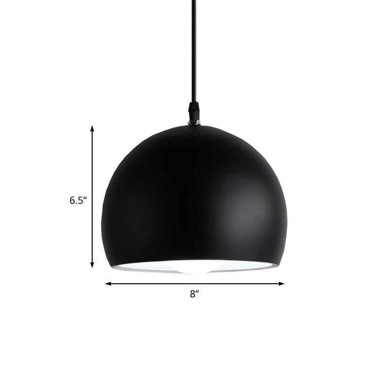 Black Globe Shade Hanging Light Industrial Style Metallic 1 Head Kitchen Pendant Lamp, 8"/10"/14" Width