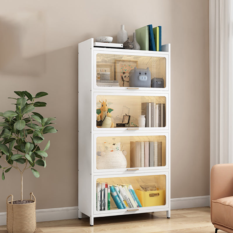 Glam Engineered Wood Bookcase White Standard Shelf with Door