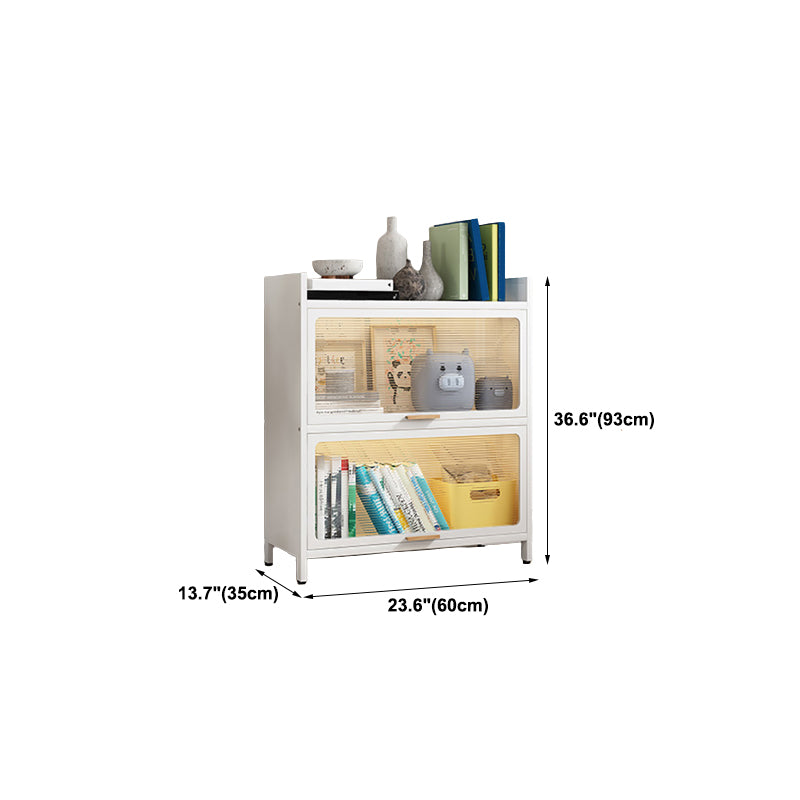 Glam Engineered Wood Bookcase White Standard Shelf with Door