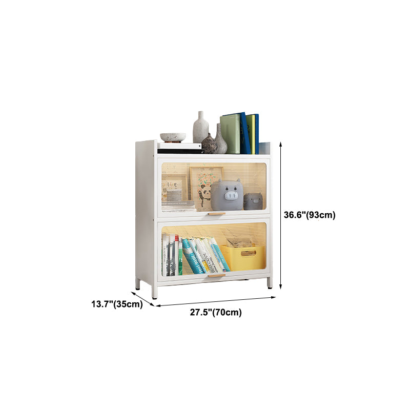 Glam Engineered Wood Bookcase White Standard Shelf with Door