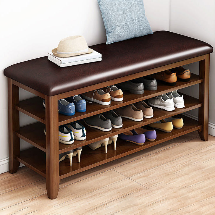 11.81 Inch Wide Seating Bench Rubberwood Bench with Shoes Storage