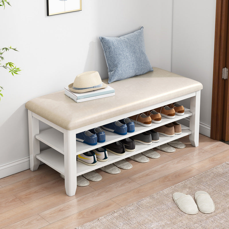 11.81 Inch Wide Seating Bench Rubberwood Bench with Shoes Storage