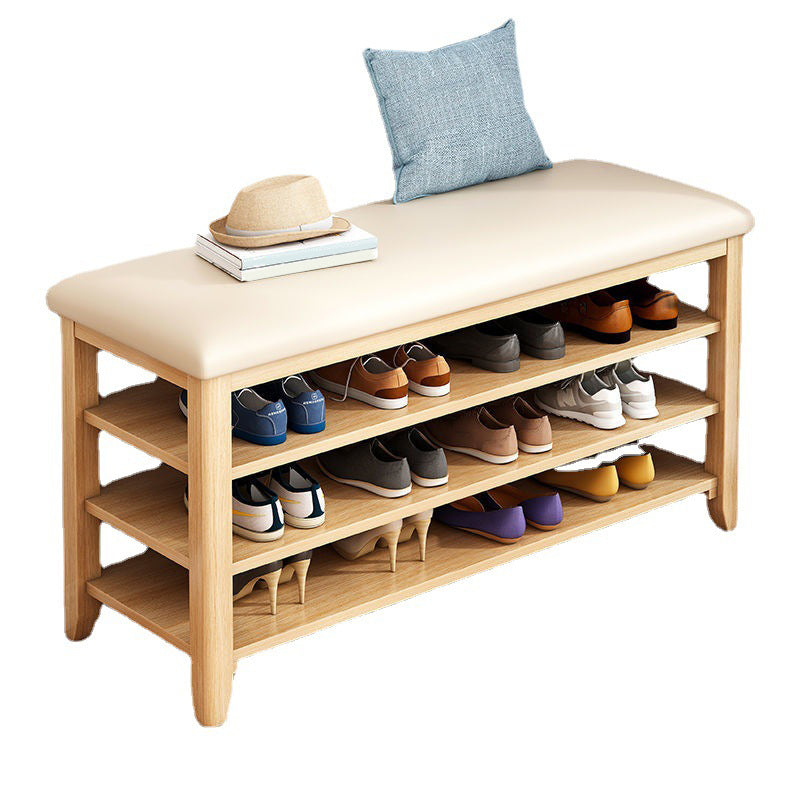 11.81 Inch Wide Seating Bench Rubberwood Bench with Shoes Storage