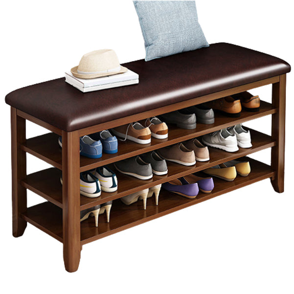 11.81 Inch Wide Seating Bench Rubberwood Bench with Shoes Storage