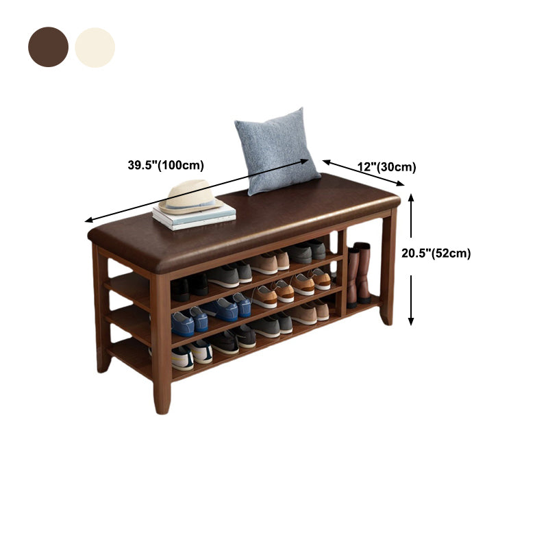 11.81 Inch Wide Seating Bench Rubberwood Bench with Shoes Storage