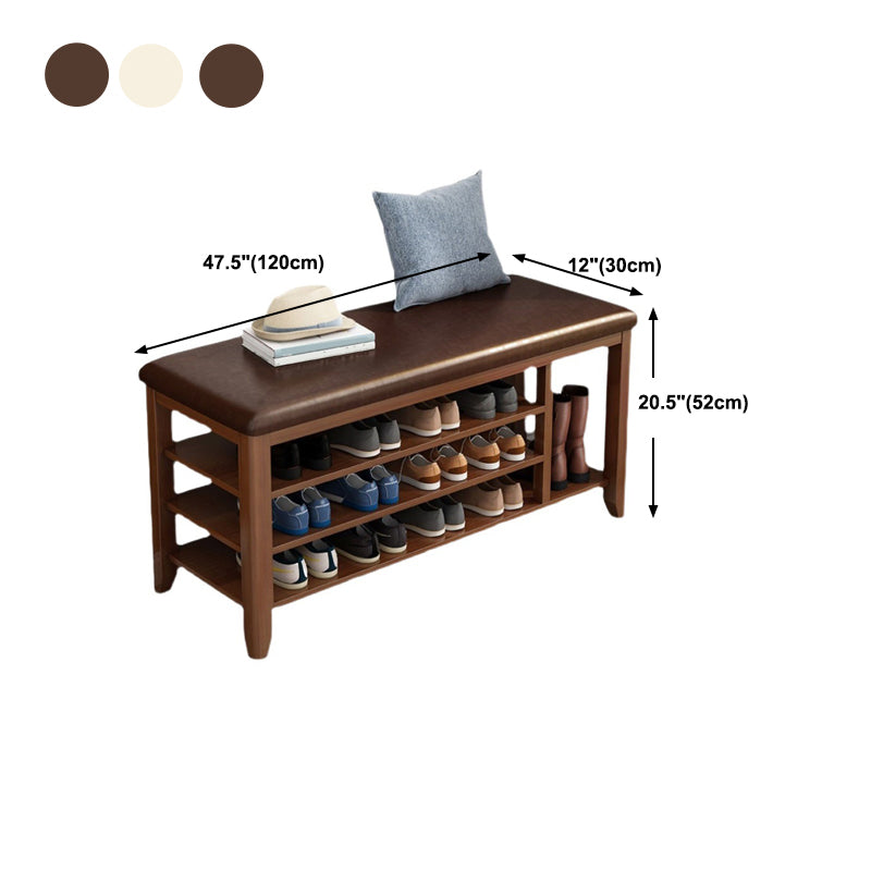 11.81 Inch Wide Seating Bench Rubberwood Bench with Shoes Storage