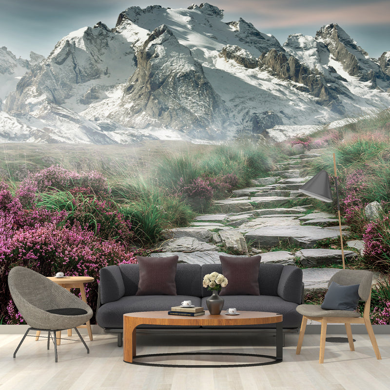 Environmental Mountain Wallpaper Photography Stain Resistant Modern Mural