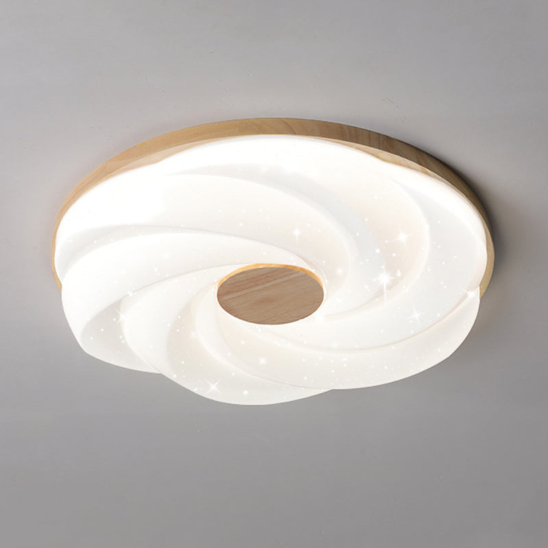 Wood Round Flush Mount Lights Contemporary Style 1 Light Flush Ceiling Light